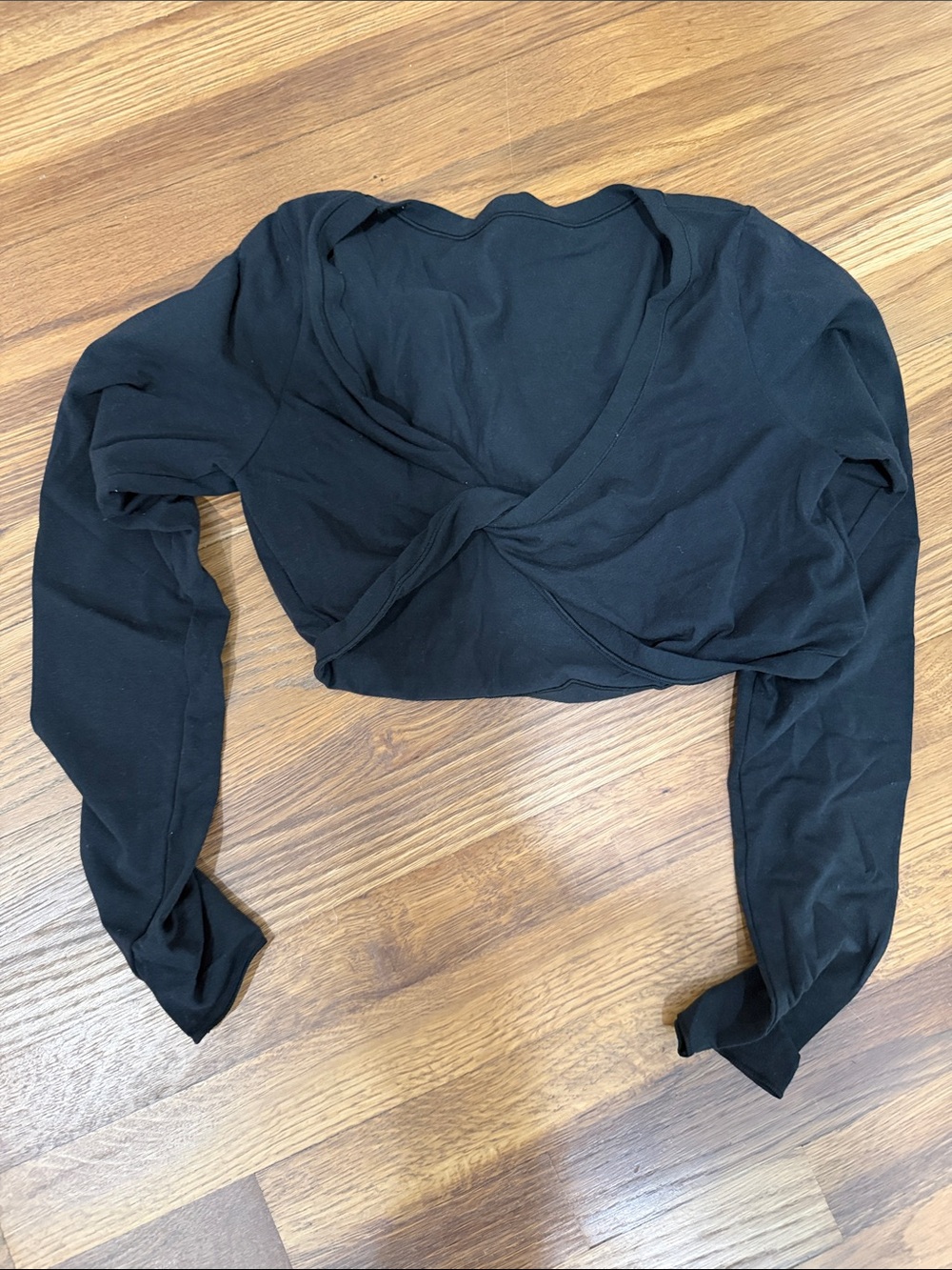 SKIMS Black Twist-Front Long Sleeve Crop